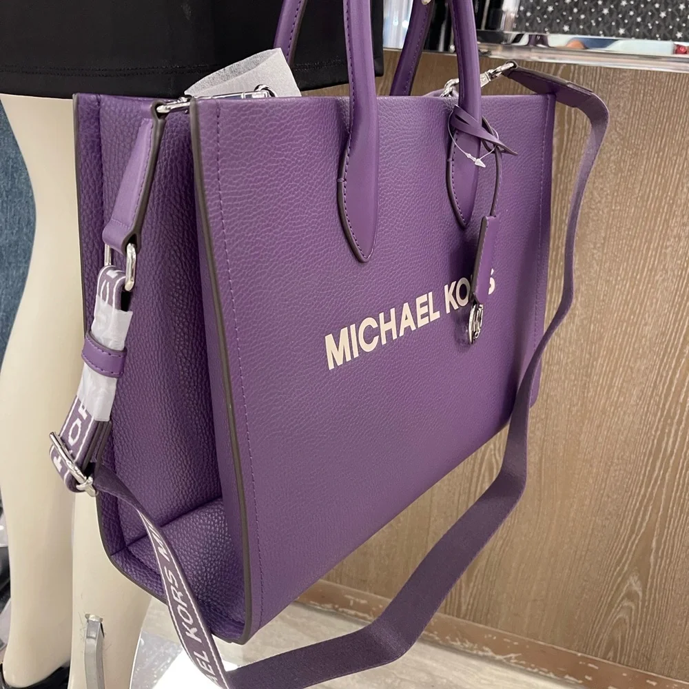 MICHAEL KORS Mirella Medium Pebbled Leather Tote Bag
Dark Purple 
NWT - Picture 3 of 16